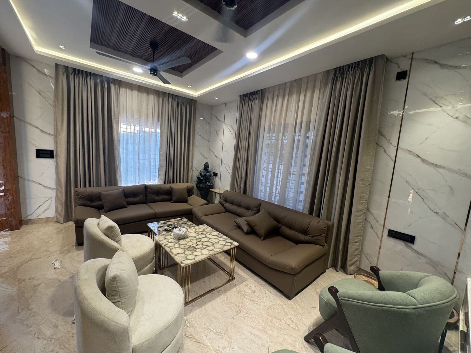 Twin windows in a living room