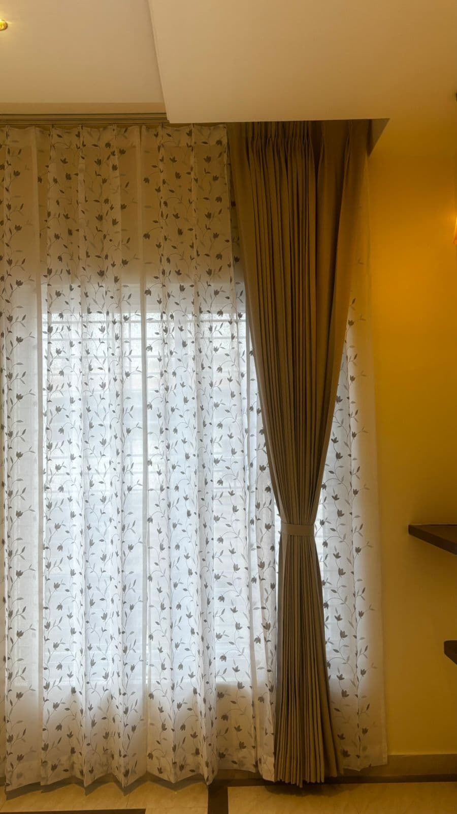 Layered sheers with floor-length drapes